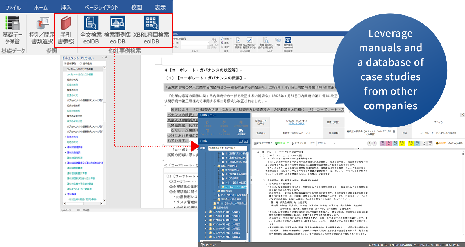 Leverage manuals and a database of case studies from other companies